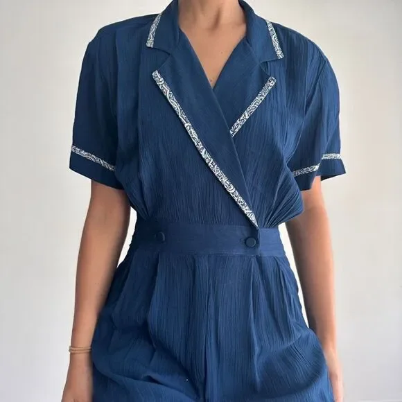 Vintage 80s nautical navy blue jumpsuit - Picture 6 of 10